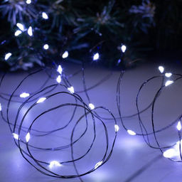 Гирлянда Нить 10 м роса, IP20, чёрная нить, 100 LED, свечение белое, 12 В - Luazon lighting фото 3
