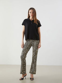 Beli Lastikli Leopar Desenli Kad?n Pantolon