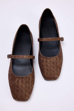 Kahverengi Orgu Detayl? Mary Jane Kad?n Babet TAKSS26BE00011 - Trendyolmilla фото 3