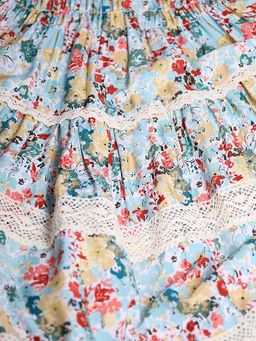 Юбка с кружевом летняя больших размеров с цветами - Almond фото 6