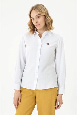 Женская белая базовая рубашка с длинным рукавом - U.s. polo assn фото 9