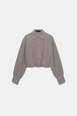 CAMISA GLOBO CUADRO VICHY / Marr?n / Crudo - Zara фото 6