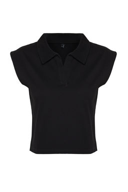 TRENDYOLMILLA Ekru %100 Pamuk Polo Yaka Regular/Normal Kal?p Orme T-Shirt TWOSS24TS00075 фото 7