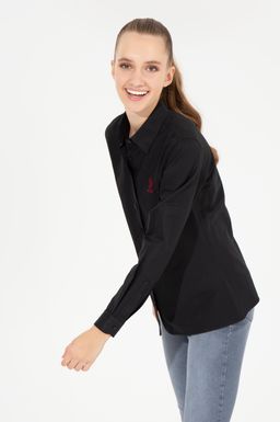 Женская черная рубашка с длинным рукавом Basic - U.s. polo assn фото 3