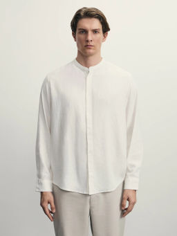 Рубашка regular fit со льном / Zarina  фото 3