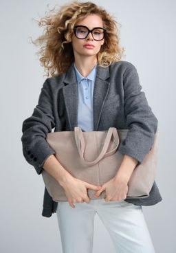 Замшевая сумка шоппер Texas DBR 31390 ваниль  фото 4