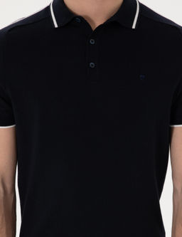 Lacivert Slim Fit D__meli Polo Yaka Triko Ti__rt