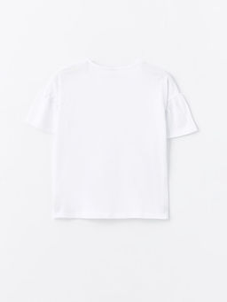 Bisiklet Yaka ?i?ekli K?sa Kollu K?z ?ocuk Ti??rt - Waikiki фото 2