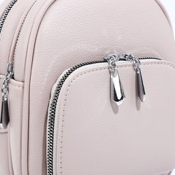 Сумка-рюкзак на молнии, 3 наружных кармана, длинный ремень, цвет серо-бежевый - Simaland фото 4