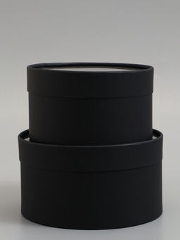 Набор подарочных коробок 2 в 1 круглых, черная, с окном, 21×11 - 18×10 см
