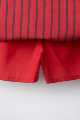 FALDA BERMUDA RAYAS CON MODAL / Rojo - Zara фото 8
