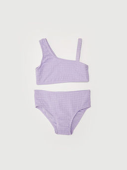 Esnek Kuma? Kendinden Desenli K?z ?ocuk Bikini