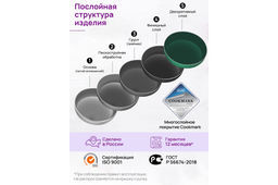 Сковорода глубокая 28 см ГАРМОНИЯ ВКУСА Изумруд С КРЫШКОЙ ф28, н/р, 50*29*12,5 см - Elan gallery фото 8