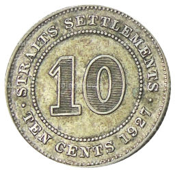 10 центов 1927 года Стрейтс Сетлментс