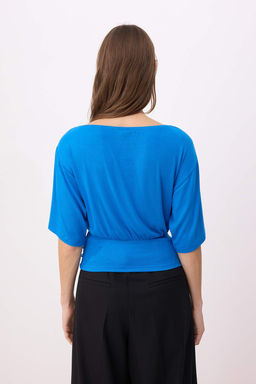 Siyah Duz Regular/Normal Kal?p Asimetrik Yaka Premium Yumusak Orme Bluz TWOSS26BZ00097 - Trendyolmilla фото 19