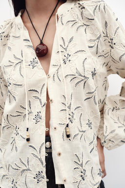 RUSTIC TEXTURED EMBROIDERED BLOUSE - Zara фото 10