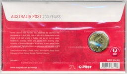 Монета 1 доллар 2009 года Австралия  200 лет почтой службе Австралии (цветная, в блистере с маркой)
