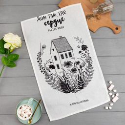 Полотенце кухонное Доляна Дом там где сердце 35х60 см, 100% хл, 160г/м2