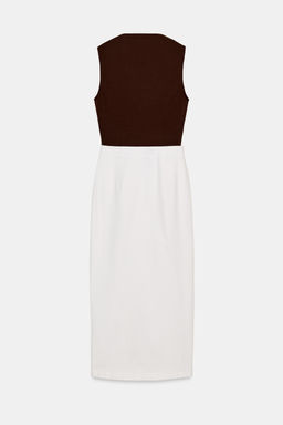 VESTIDO MIDI COMBINADO FORNITURA / Marr?n / Crudo - Zara фото 8