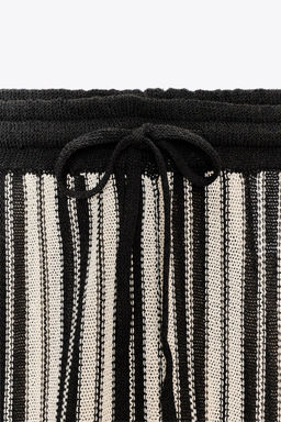 STRIPED CUFFED HEM LINEN BLEND TROUSERS - Zara фото 16
