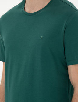 Koyu Ye_il %100 Pamuk Slim Fit Bisiklet Yaka Basic Ti__rt - Pierre cardin фото 7