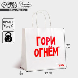 Пакет подарочный крафт Гори огнем, 22 х 22 х 11 см - Дарите счастье фото 5