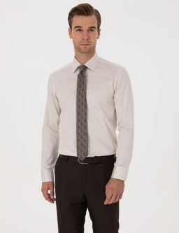 Bej Slim Fit %100 Pamuk Klasik G_mlek
