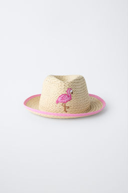 GORRO PAJA BORDADO / Rosa