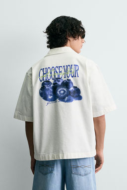 CAMISA LAVADA ESTAMPADO COMBINADO / Blanco - Zara фото 3