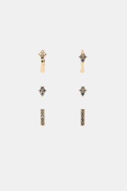 PACK OF 3 MINIMALIST RHINESTONE EARRINGS - Zara фото 2