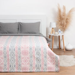 Покрывало хлопковое Этель Инди 200х2405 см, цвет серо-розовый, 100%хлопок, 300гр/м2  фото 2