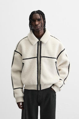 CONTRAST FAUX SHEARLING JACKET - Zara фото 10