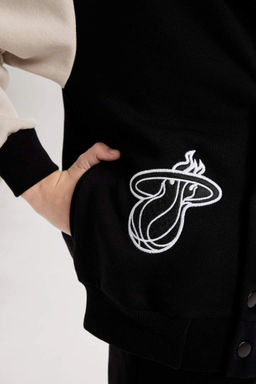 толстый тканевый кардиган с круглым вырезом для мальчиков NBA Current Teams - Defacto фото 7