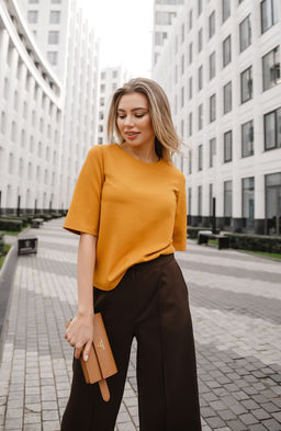 Блузка трикотажная горчичный