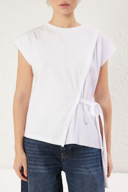 Trendyolmilla Siyah Pilise ve Baglama Detayl? Relaxed/Rahat Kal?p Orme Bluz TWOSS25BZ00094  фото 17