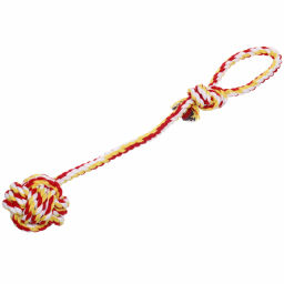 Цена за 3 шт. Игрушка - канат для собак средних и крупных пород "НЕСКУЧАЙКА", цвет красный/желтый, 36см