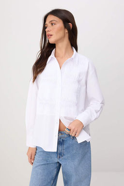Beyaz Nervur Detayl? Gomlek TWOSS26GO00170 - Trendyolmilla фото 3