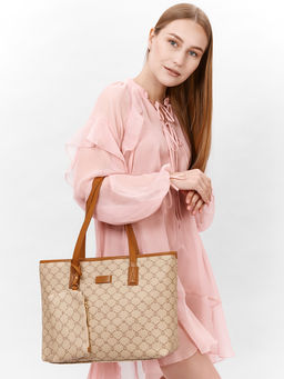 LACCOMA сумка A567-мишки бежевый эко кожа хлопок  фото 3