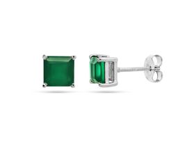 Серьги из серебра зеленый агат, Злата