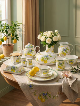 Чашка 250 мл с блюдцем для десерта 20*10*2 см Лимоны, NEW BONE CHINA - Elan gallery фото 26