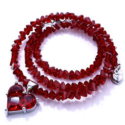 Бусы с сердечком чокер граненные из искуственного Хрусталя красные