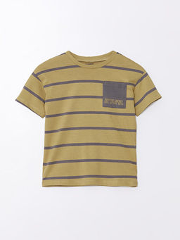 Bisiklet Yaka K?sa Kollu ?izgili Erkek Bebek Ti??rt