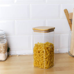 Банка квадратная бамбуковая крышка 1300 мл диаметр 100/20 см - Галеонтрейд фото 2