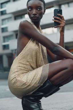 SPARKLY HALTERNECK DRESS - Zara фото 3