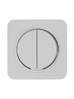 Выключатель, серия Circular, 10 А, двухклавишный, скрытый монтаж, серебристая рамка, белый - Simaland фото 4