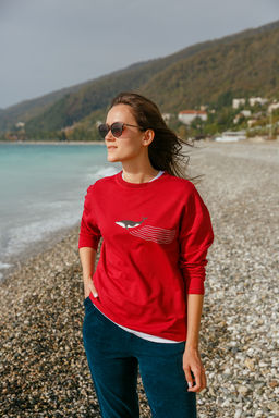 Лонгслив женский Whale bordo - Captain's mate фото 3