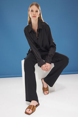 Kahverengi Tasl? Saten S?k Kad?n Terlik TAKSS25TE00025