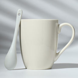 Кружка с ложкой керамическая Дорого внимание Начни день с улыбки, 310 мл