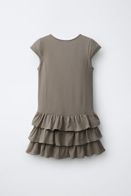 VESTIDO VOLANTES Y ALAMARES / Khaki - Zara фото 3