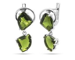 Серьги из серебра оливковая шпинель, Полин
